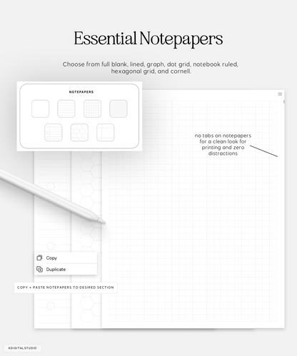 essential notepapers in cyberry notebook