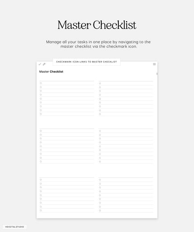 master checklist in cyberry notebook