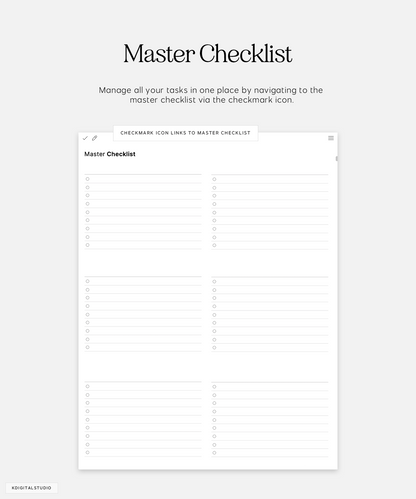 master checklist in cyberry notebook