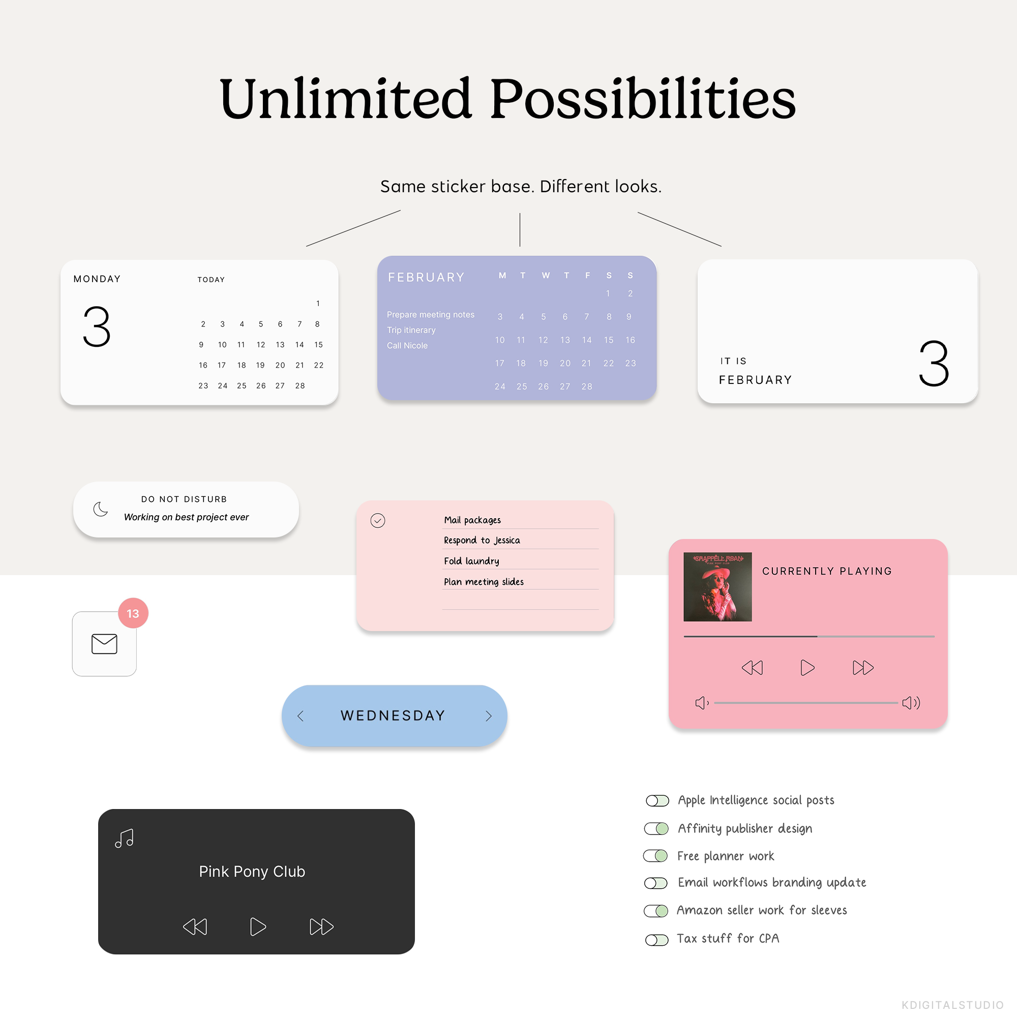 Build-Your-Own Notification Digital Stickers – KDigitalStudio