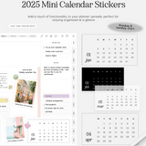 2025 rectangle mini calendar digital stickers