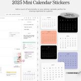 2025 mini calendar digital stickers