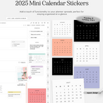 2025 mini calendar square digital stickers