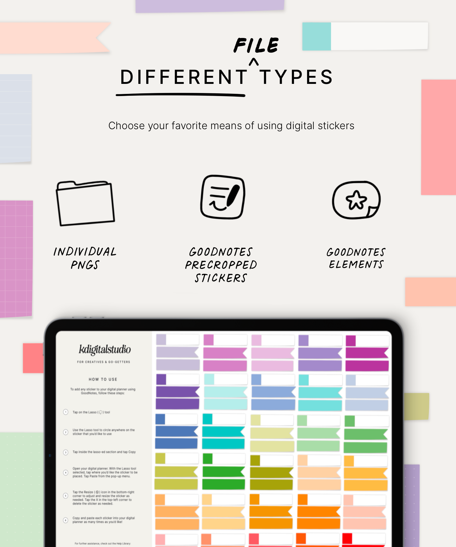 Pegatinas digitales con notas adhesivas