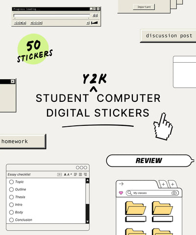 Student Y2K Computer Digital Stickers KDigitalStudio