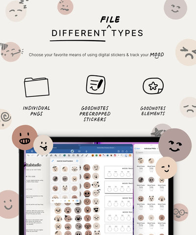 Neutral Mood Trackers Digital Stickers KDigitalStudio