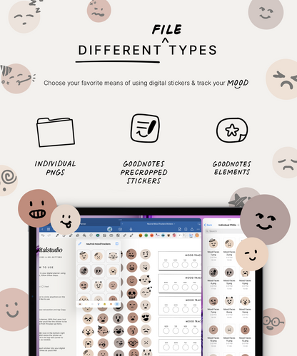 Neutral Mood Trackers Digital Stickers