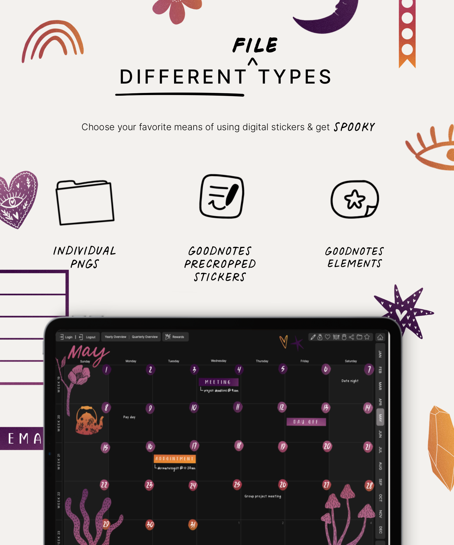 Pegatinas digitales místicas