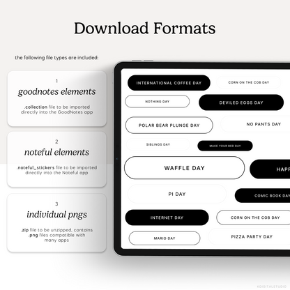 Wacky Holidays & Events (Minimal) Digital Stickers