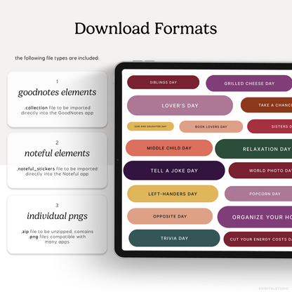 Wacky Holidays & Events (Jewel Tones) Digital Stickers