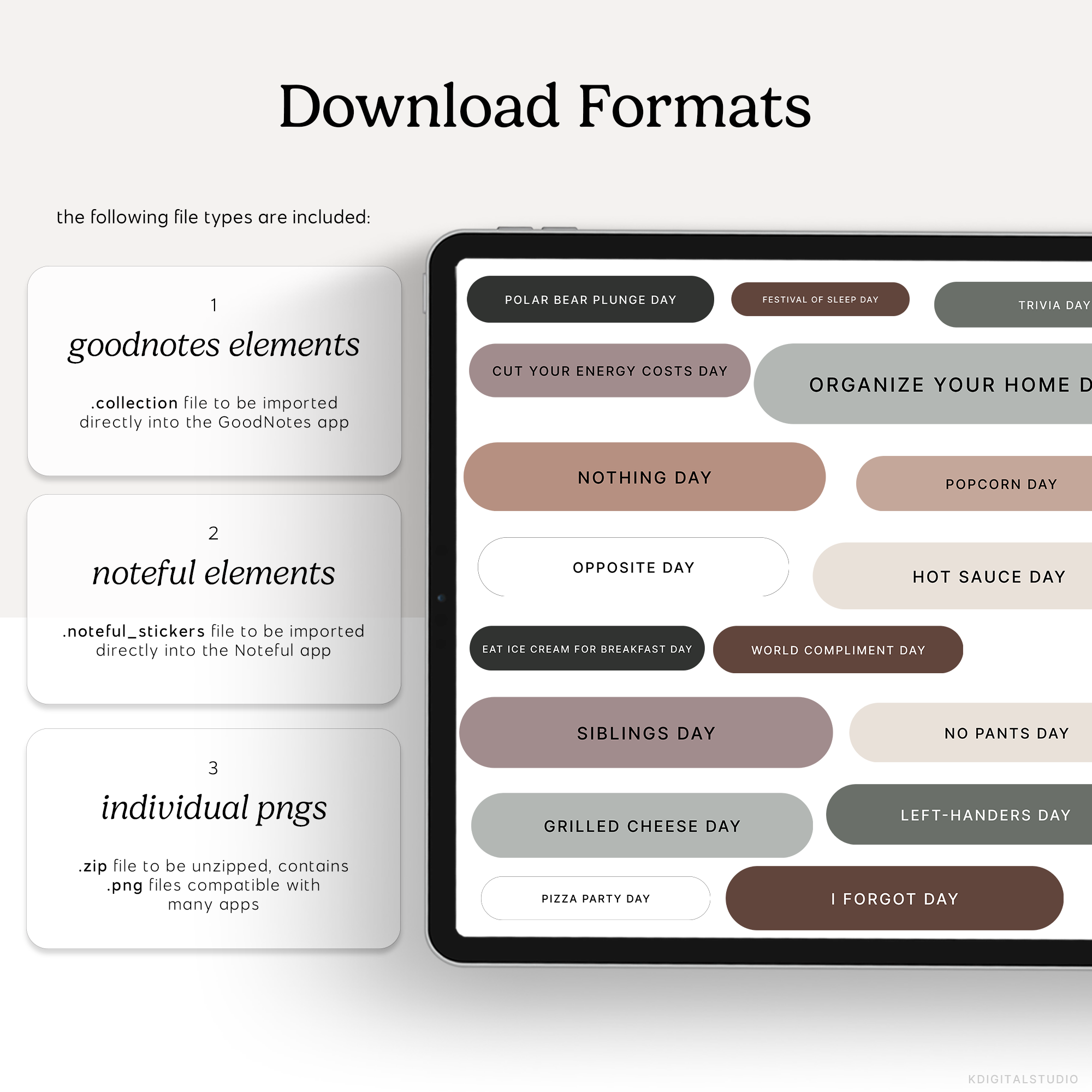 Wacky Holidays & Events (Neutrals) Digital Stickers