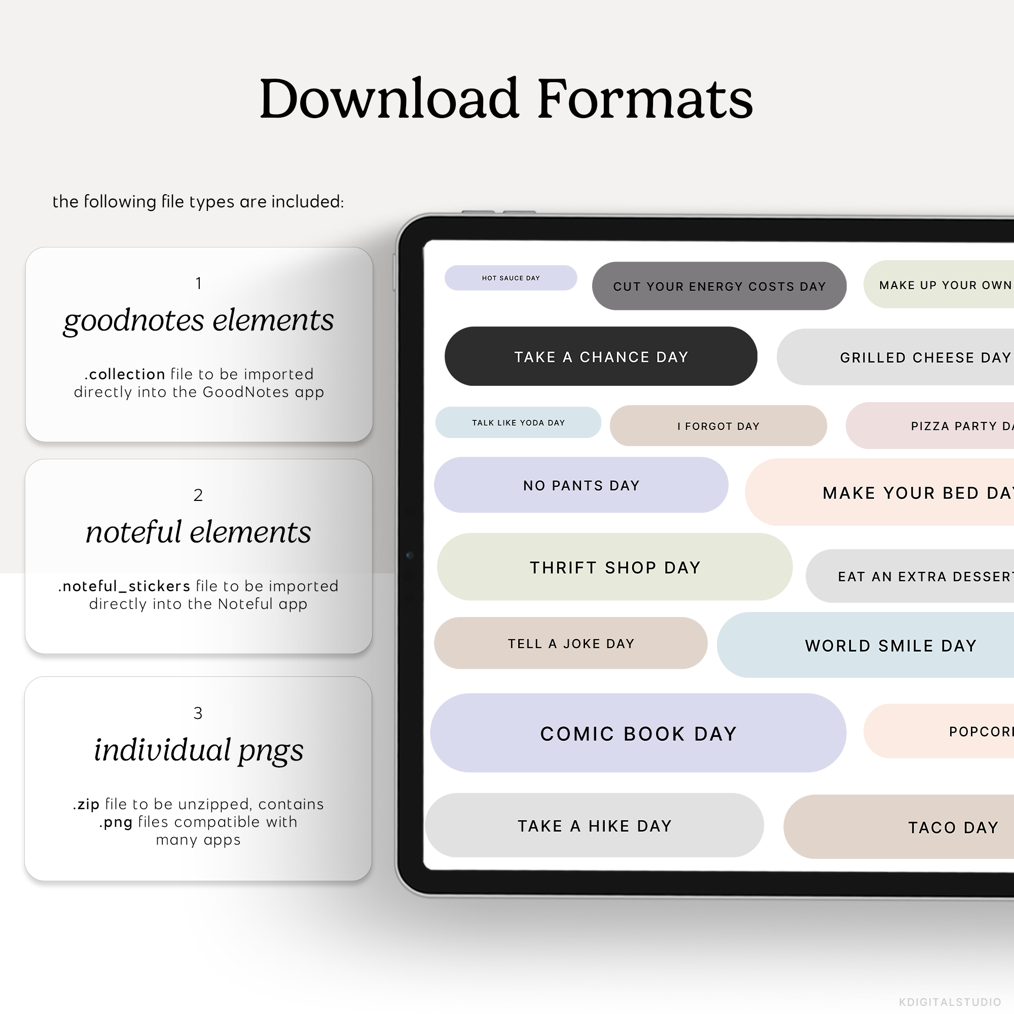 Wacky Holidays & Events (Pastels) Digital Stickers