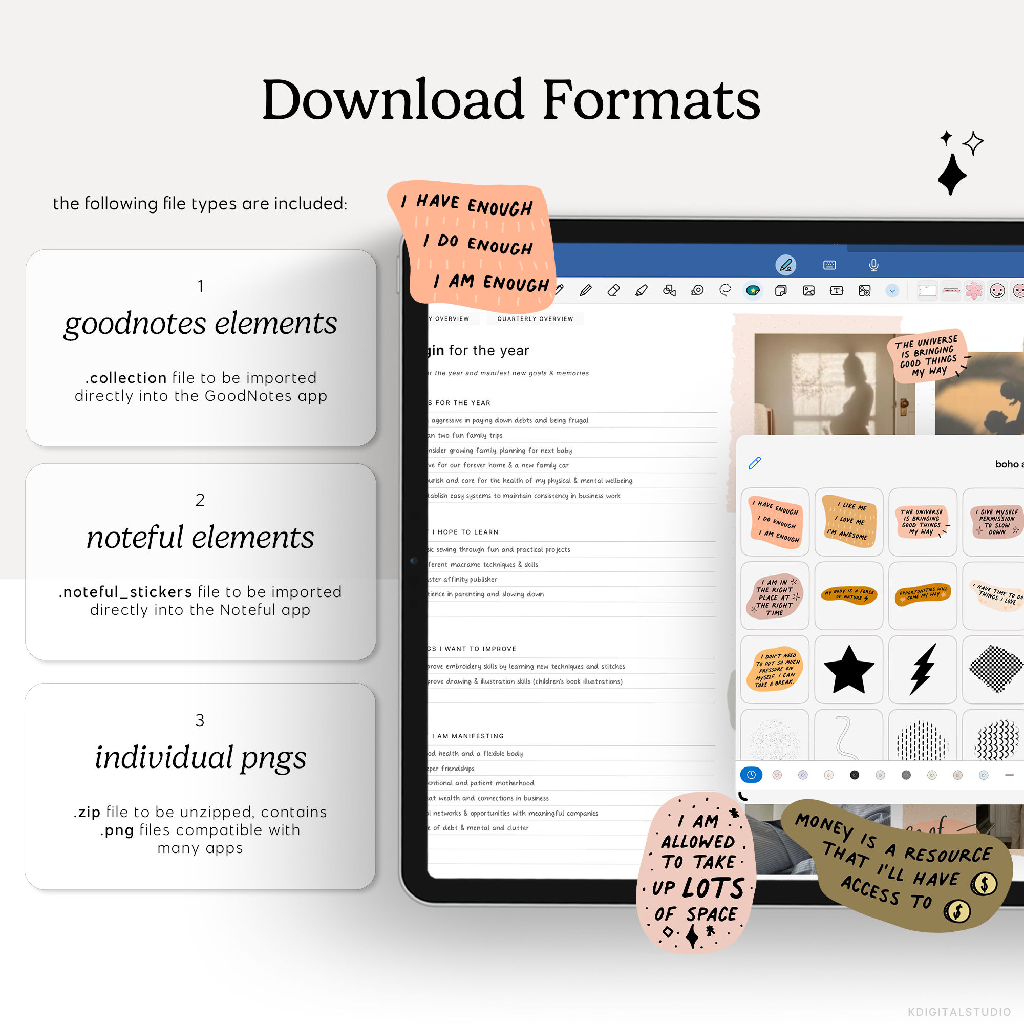 Boho Affirmation Mantra Digital Stickers