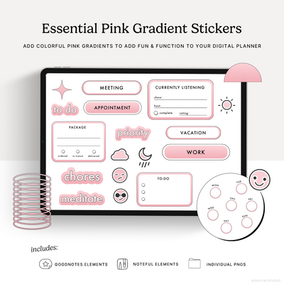 Essential Pink Gradient Digital Stickers