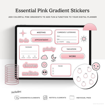 Essential Pink Gradient Digital Stickers