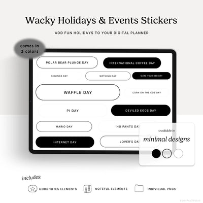 Wacky Holidays & Events (Minimal) Digital Stickers KDigitalStudio