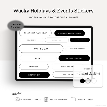 Wacky Holidays & Events (Minimal) Digital Stickers