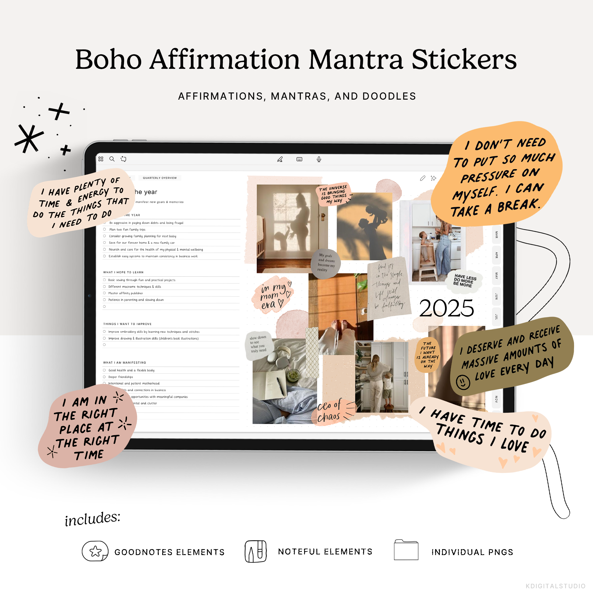 Boho Affirmation Mantra Digital Stickers