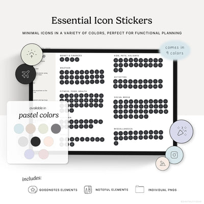 Essential Pastel Icon Stickers KDigitalStudio