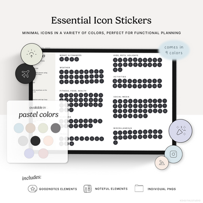 Essential Pastel Icon Stickers