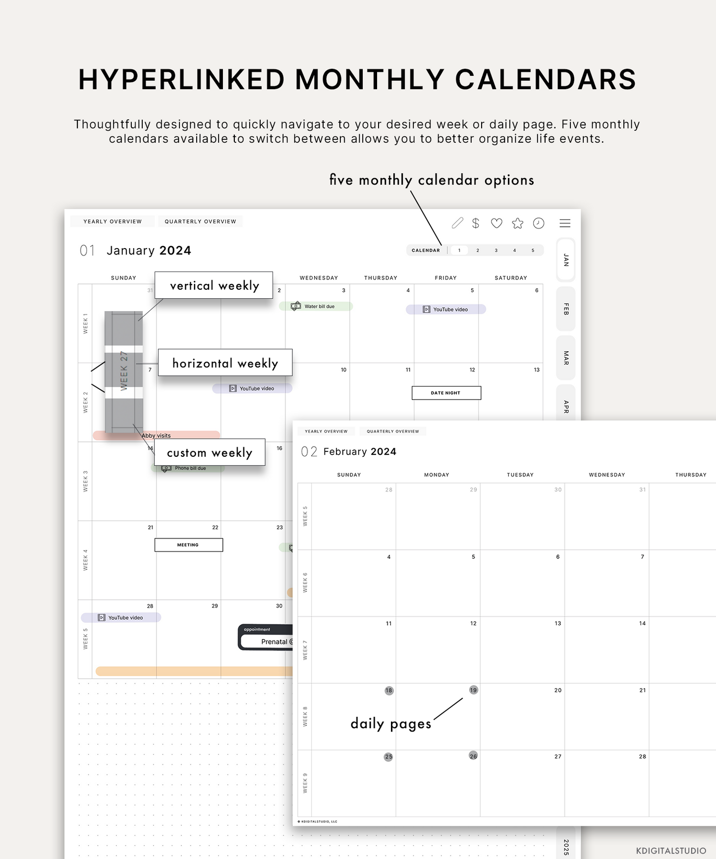 2024 Cyberry Light Mode Digital Planner