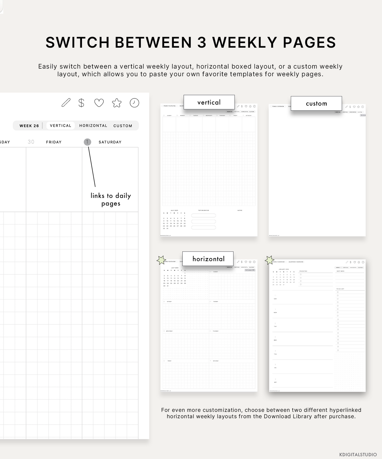 2024 Cyberry Light Mode Digital Planner