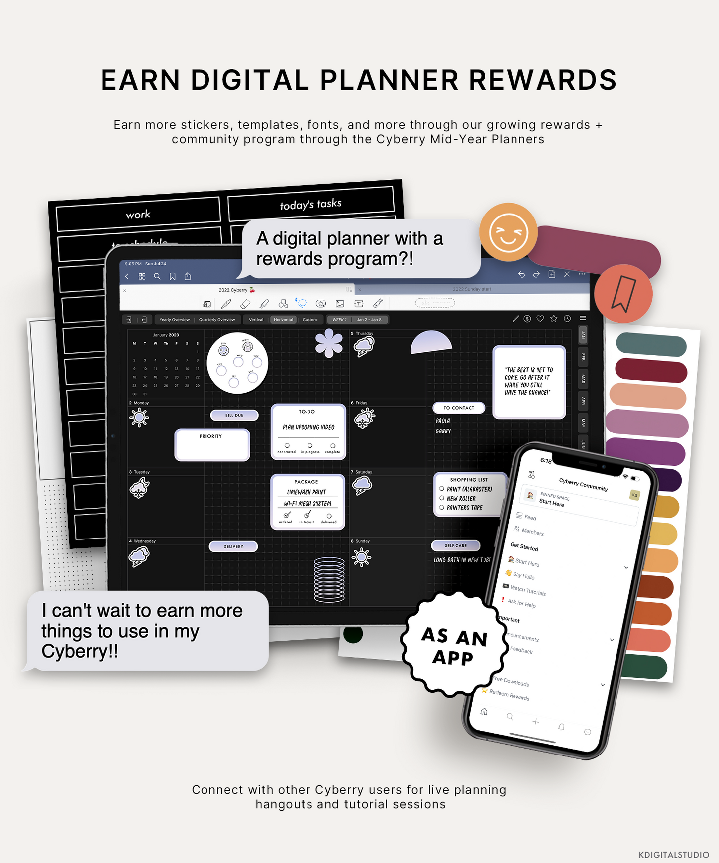 2024 Cyberry Light Mode Digital Planner