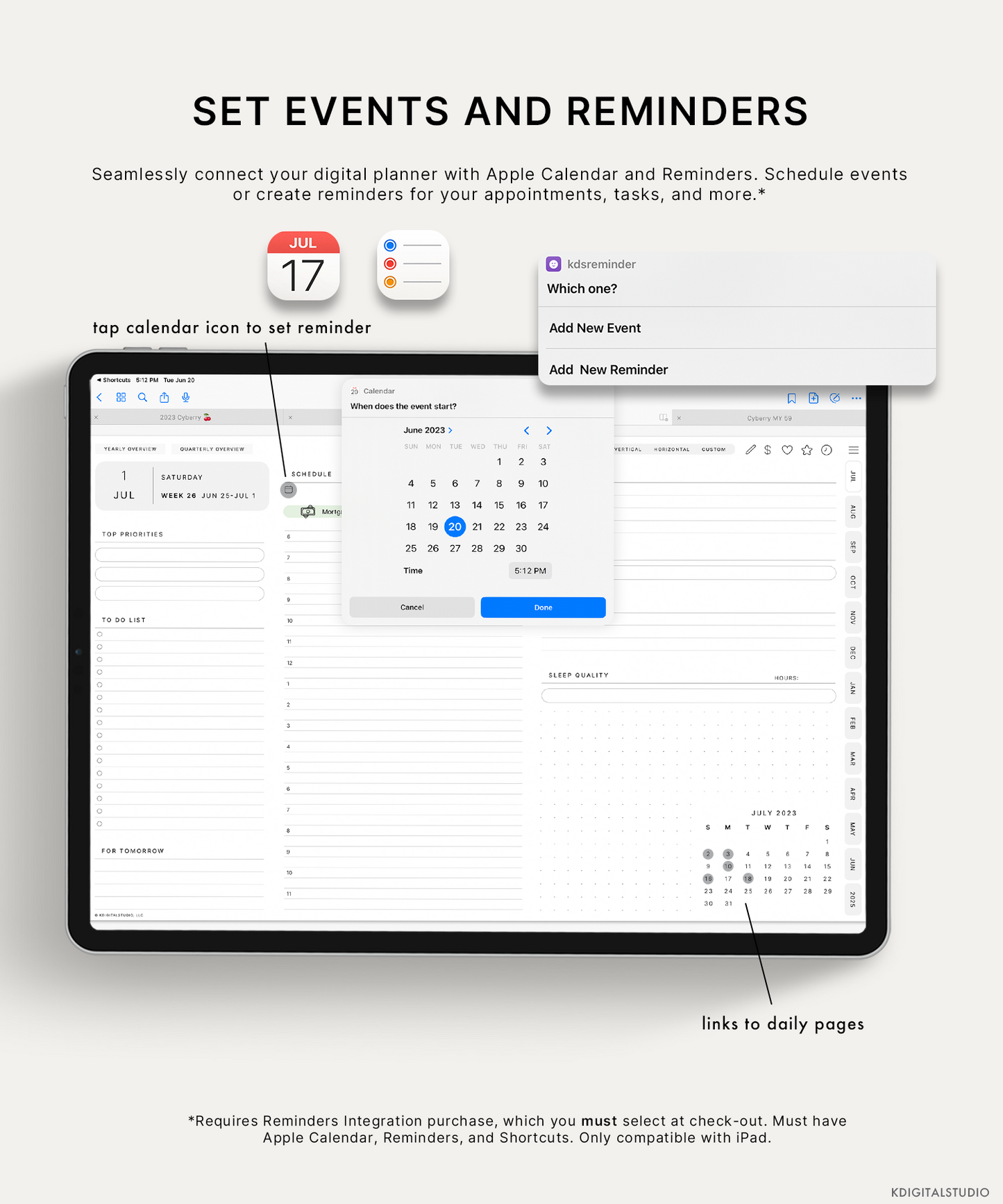 2024 Cyberry Light Mode Digital Planner