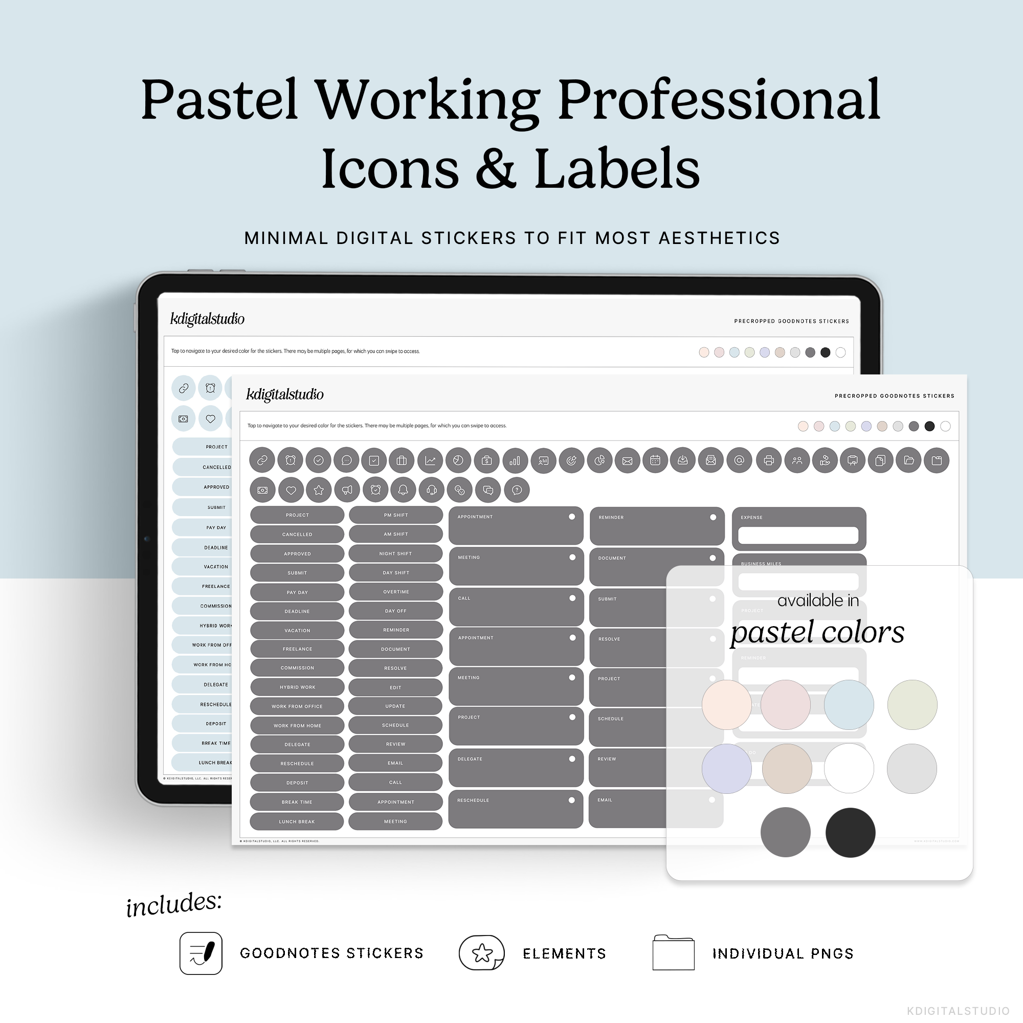 Pastel Working Professional Icons & Labels