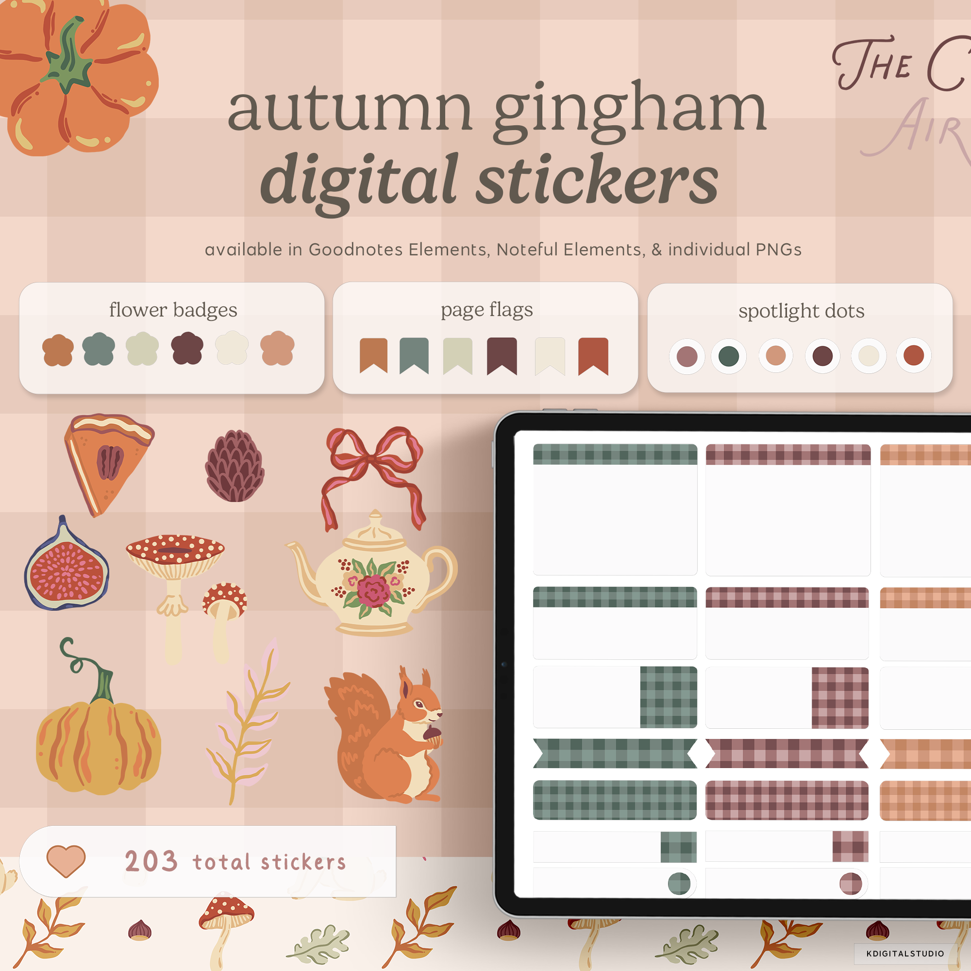Autumn Gingham Digital Stickers KDigitalStudio