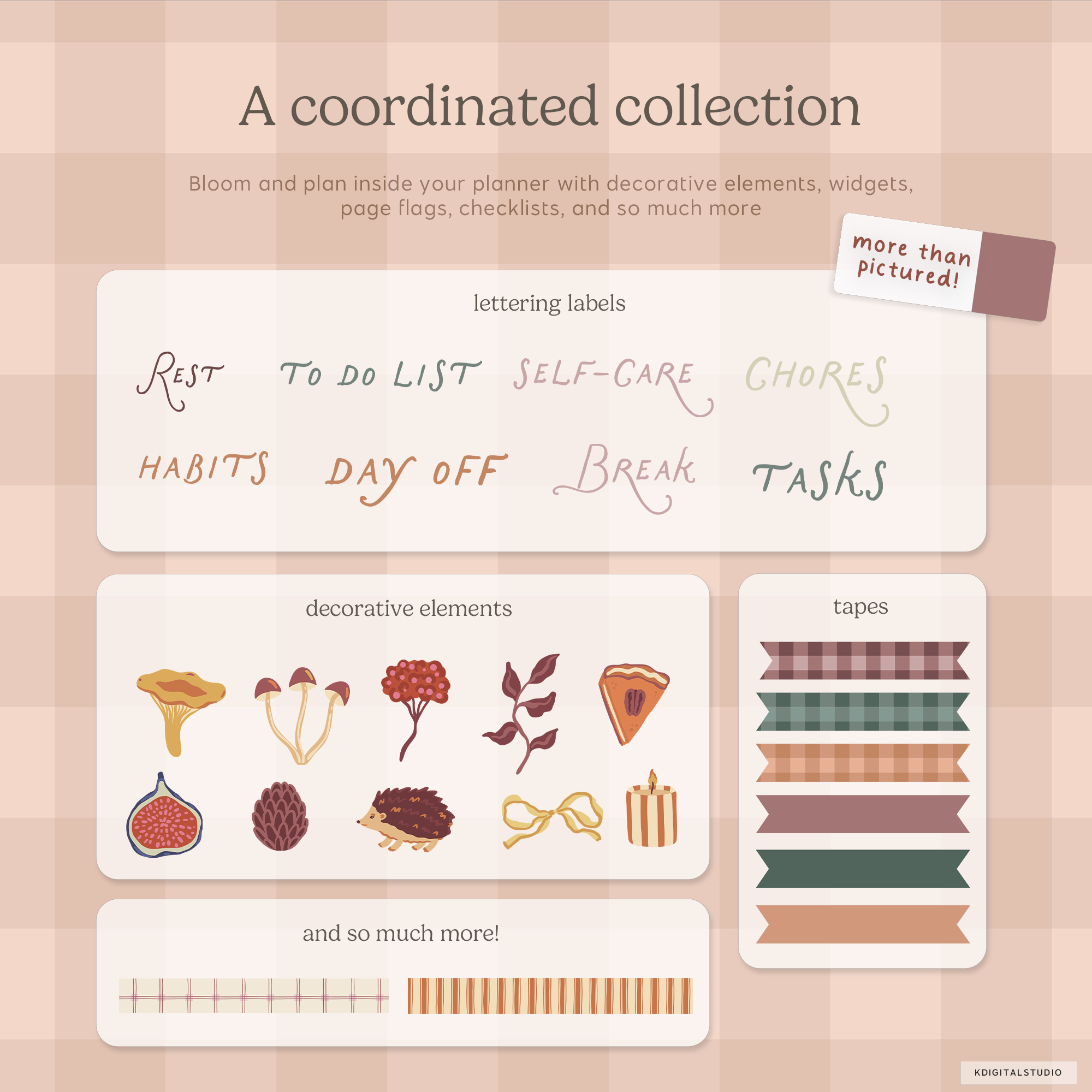 Autumn Gingham Digital Stickers KDigitalStudio
