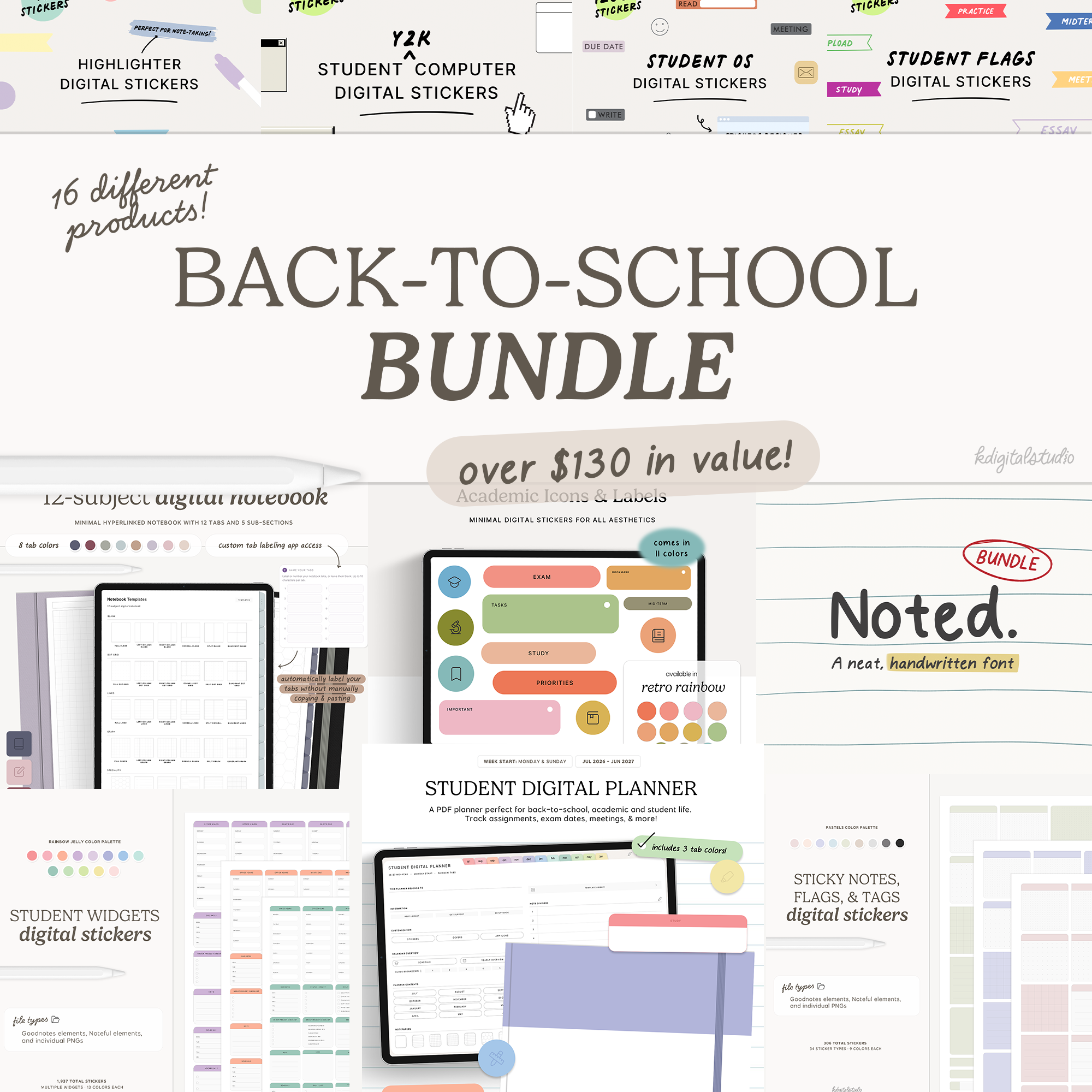 Back to School Digital Stationery BUNDLE KDigitalStudio