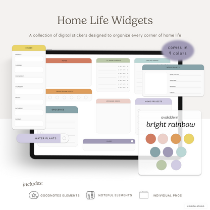 Home Life Widgets in Bright Rainbow