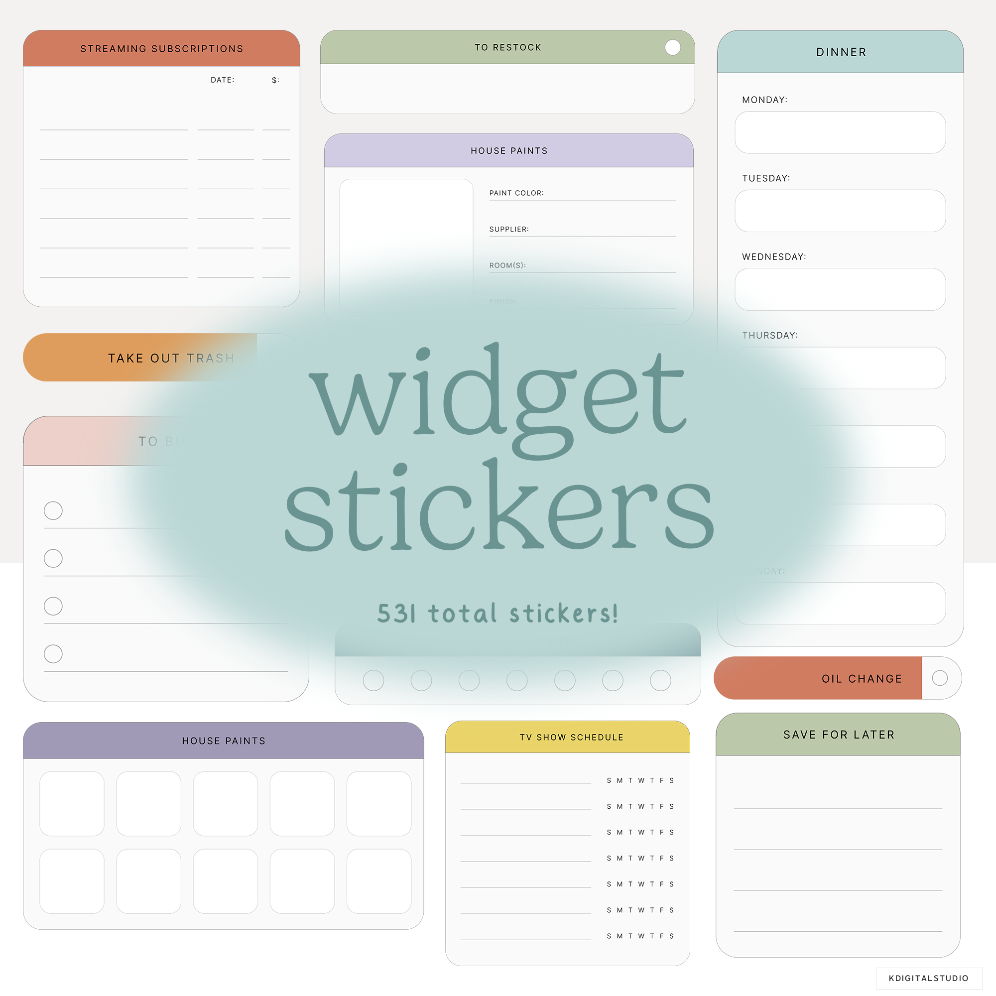 Home Life Widgets in Bright Rainbow