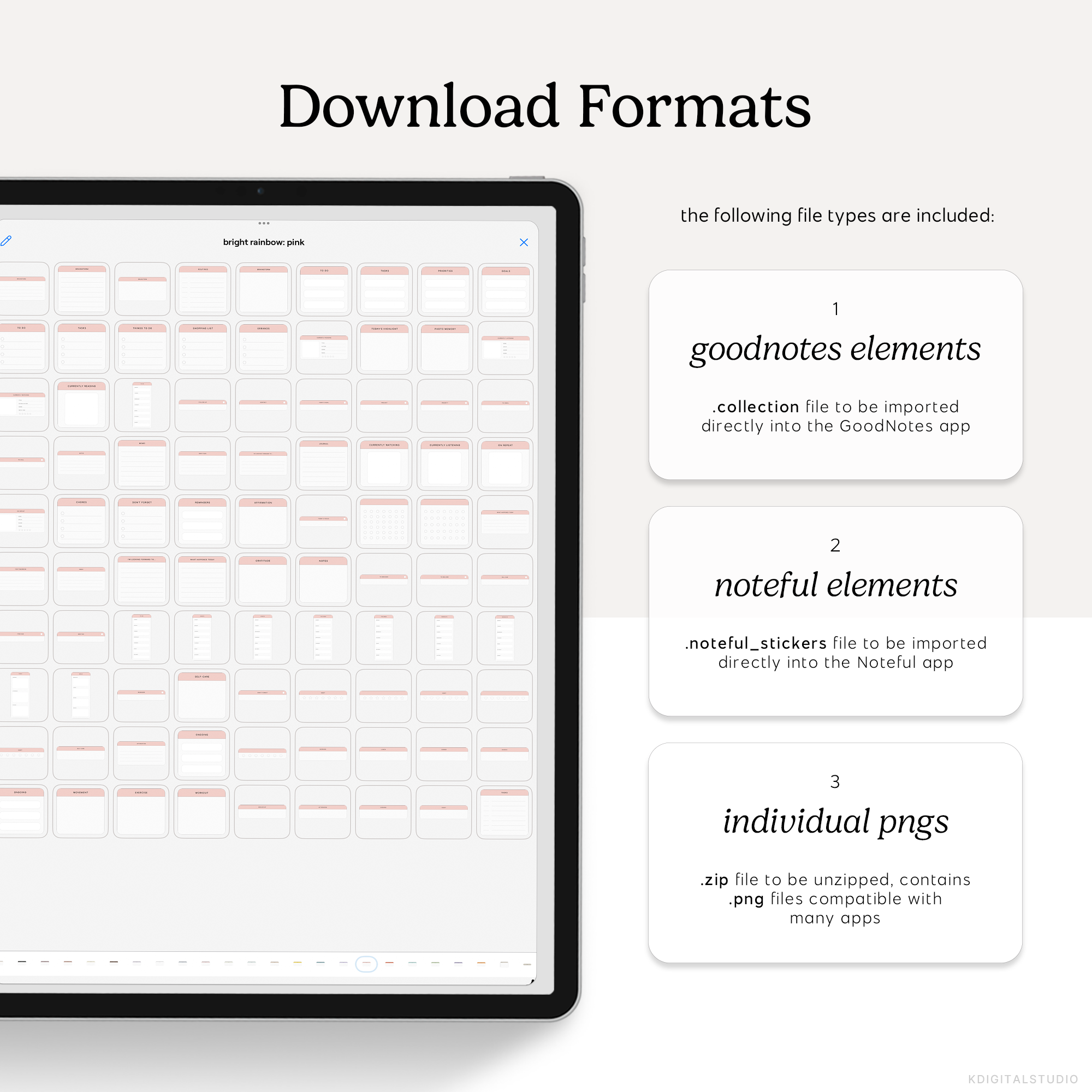 download formats for bright rainbow widgets digital stickers