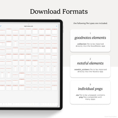 download formats for bright rainbow widgets digital stickers