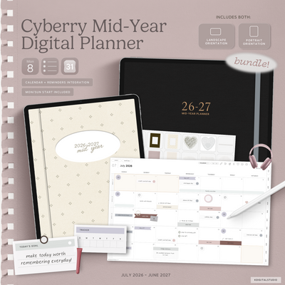 Cyberry Mid-Year Digital Planners BUNDLE (2026-2027) KDigitalStudio