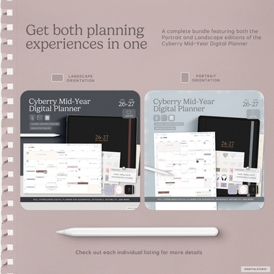 Cyberry Mid-Year Digital Planners BUNDLE (2026-2027) KDigitalStudio