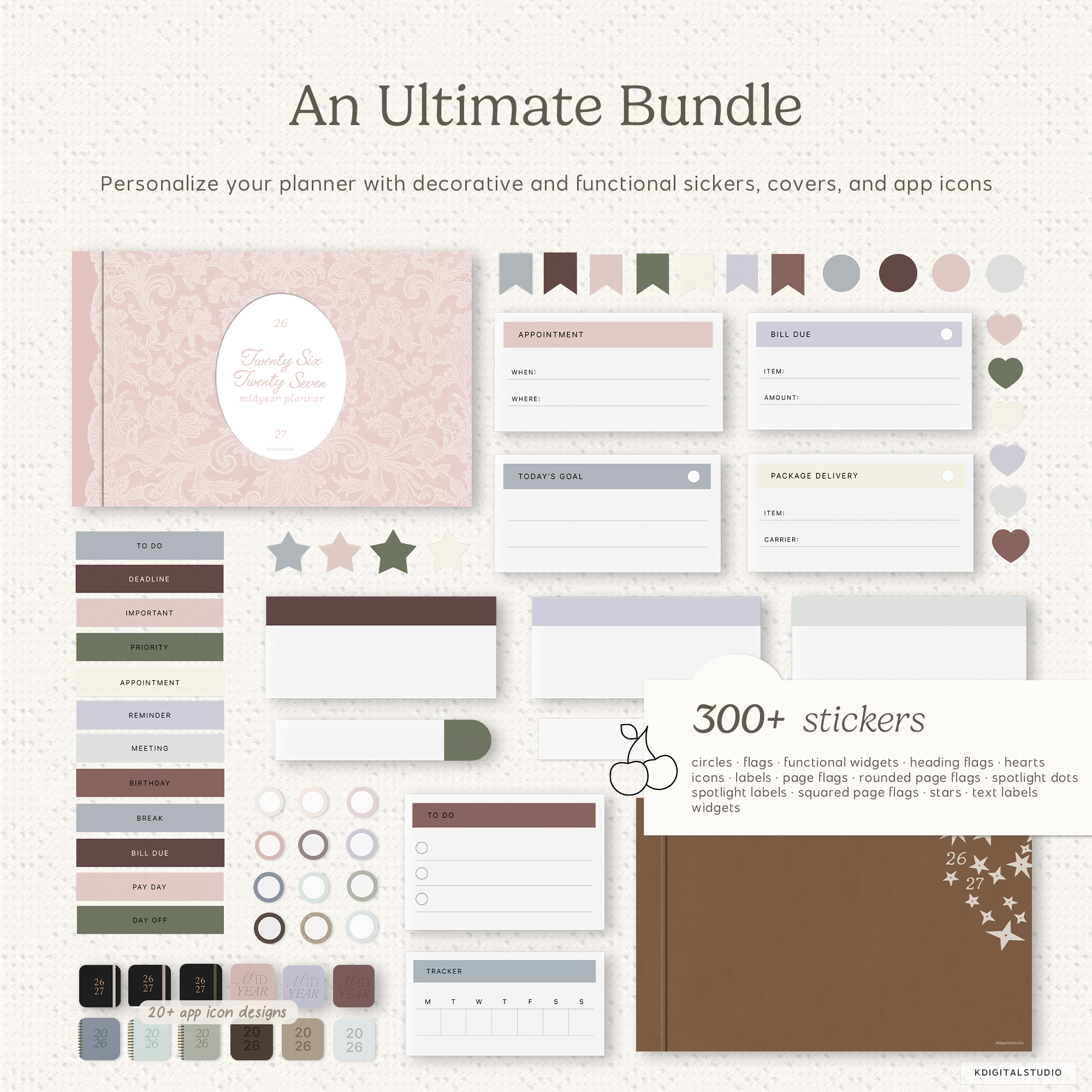 Cyberry Mid-Year Digital Planners BUNDLE (2026-2027) KDigitalStudio