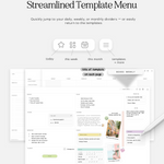 streamlined template menu in cyberry essentials planner