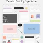 digital stickers, planner covers, and app icons for cyberry essentials planner