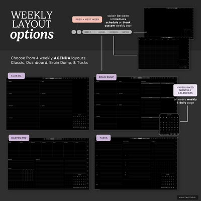 Cyberry 2027 Digital Planner in Landscape (Dark Mode) KDigitalStudio
