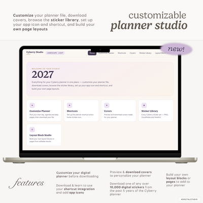 Cyberry 2027 Digital Planner in Landscape (Light Mode) KDigitalStudio