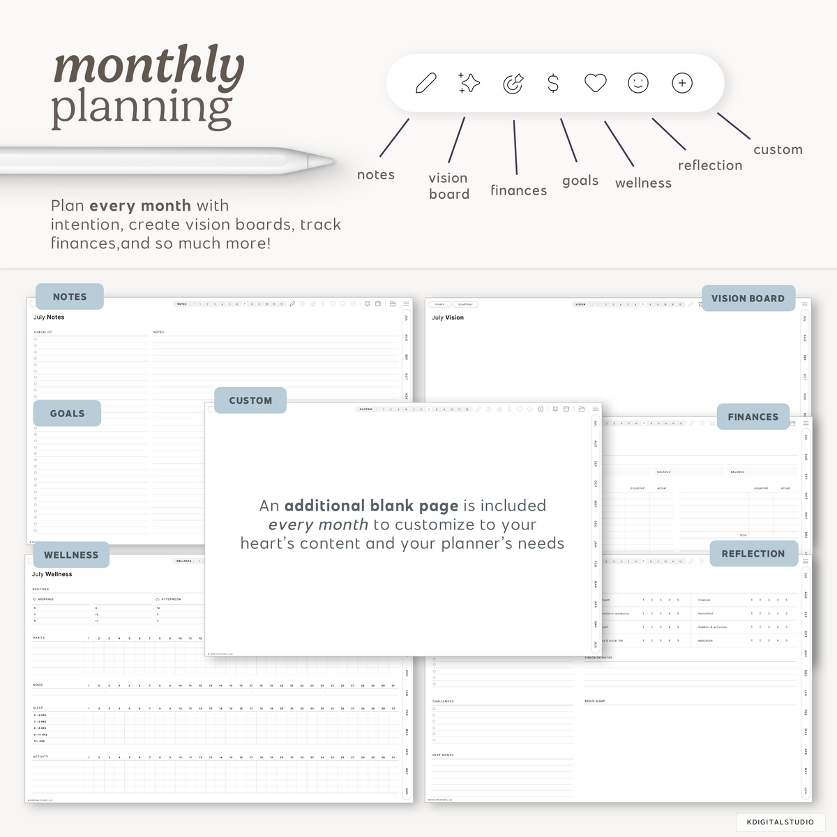 Cyberry 2027 Digital Planner in Landscape (Light Mode) KDigitalStudio