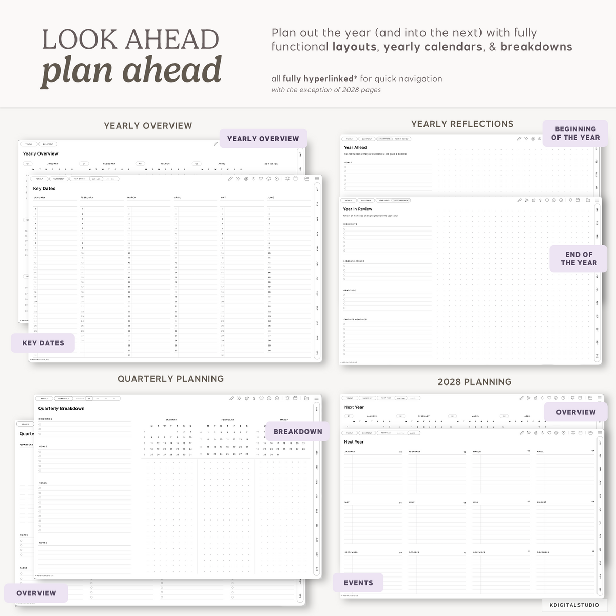 Cyberry 2027 Digital Planner in Landscape (Light Mode) KDigitalStudio