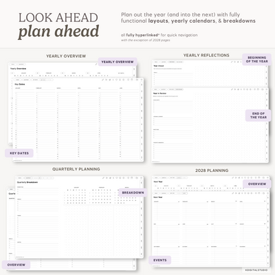 Cyberry 2027 Digital Planner in Landscape (Light Mode) KDigitalStudio