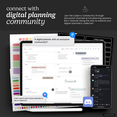 Cyberry 2027 Digital Planner in Portrait (Dark Mode) KDigitalStudio