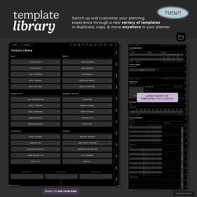 Cyberry 2027 Digital Planner in Portrait (Dark Mode) KDigitalStudio