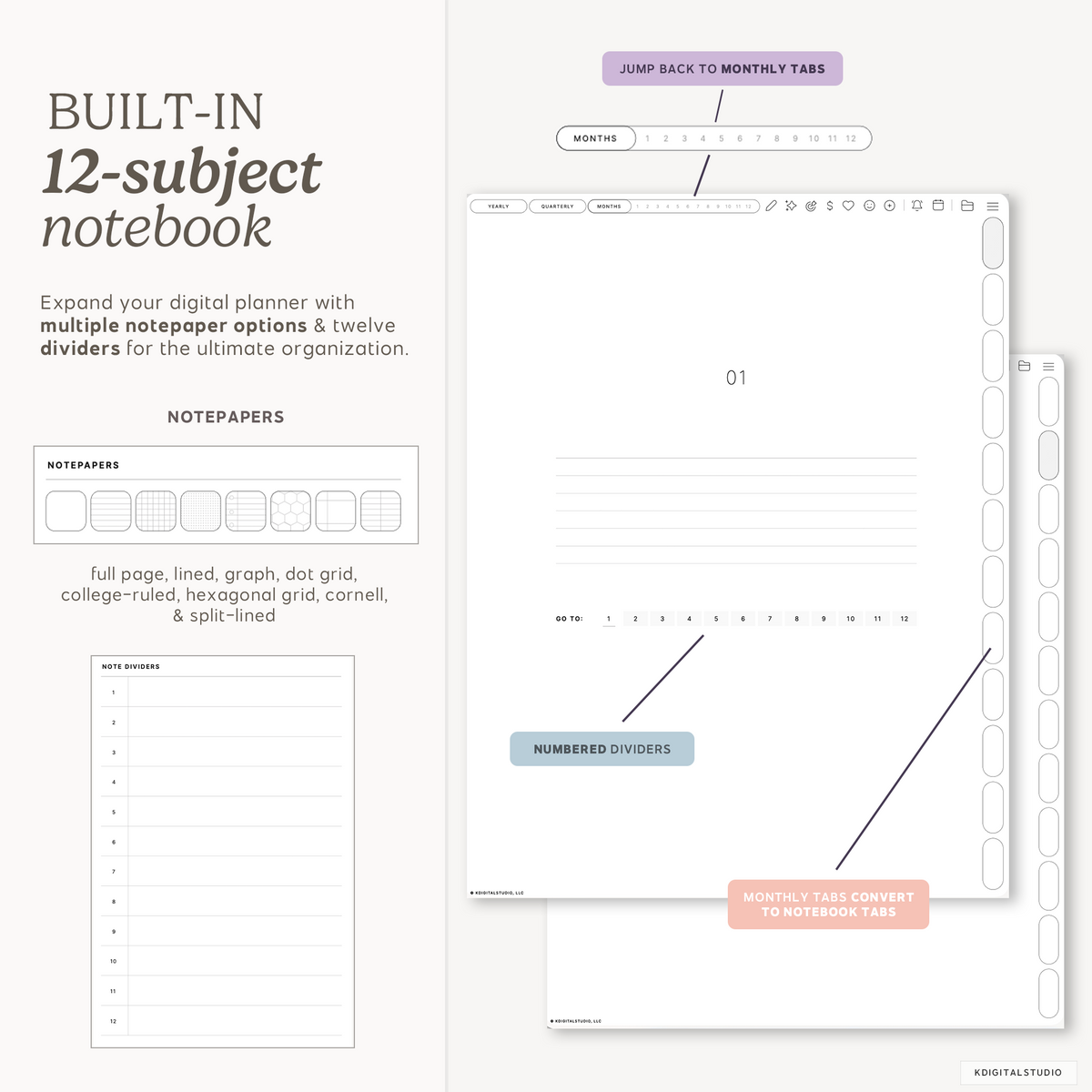 Cyberry 2027 Digital Planner in Portrait (Light Mode) KDigitalStudio