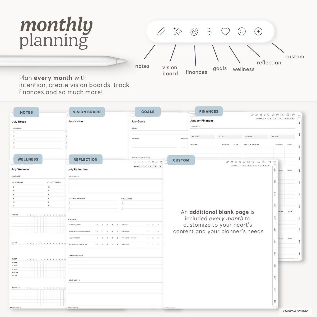 Cyberry 2027 Digital Planner in Portrait (Light Mode) KDigitalStudio